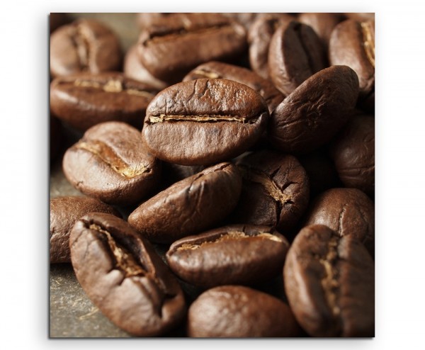 Food-Fotografie – Geröstete braune Kaffeebohnen auf Leinwand