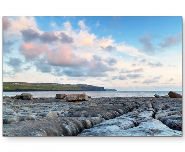 Landschaftsfotografie Steinfelsen und Blick aufs Meer - Leinwandbild