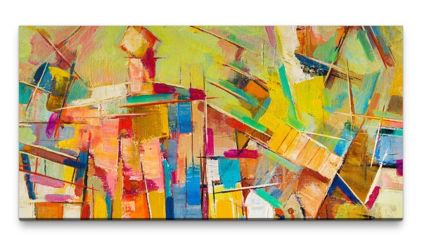 Bilder XXL Abstrakt Bunt 50x100cm Wandbild auf Leinwand