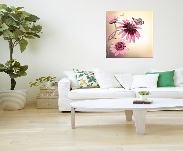 80x80cm Gerbera Gänseblümchen Schmetterling