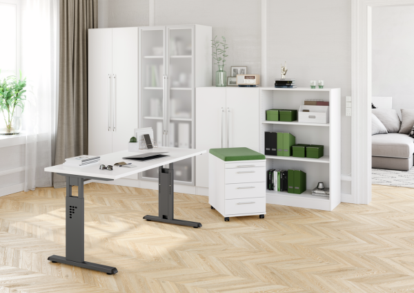 Büro Solido 7 teilig Büromöbel Komplett Set in Weiß von der Marke Hammerbacher