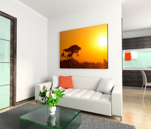 120x80cm Wandbild Afrika Landschaft Sonnenaufgang