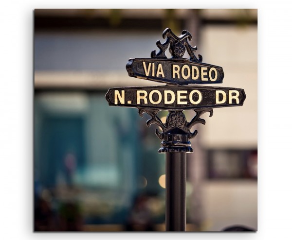 Künstlerische Fotografie – Rodeo Drive Schild auf Leinwand