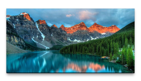 Bilder XXL Moraine Lake bei Sonnenaufgang 50x100cm Wandbild auf Leinwand