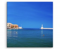 Landschaftsfotografie  Hafen in Chania, Kreta, Griechenland auf Leinwand exklusives Wandbild moder