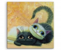 Gemälde von zwei süßen Katzen auf Leinwand