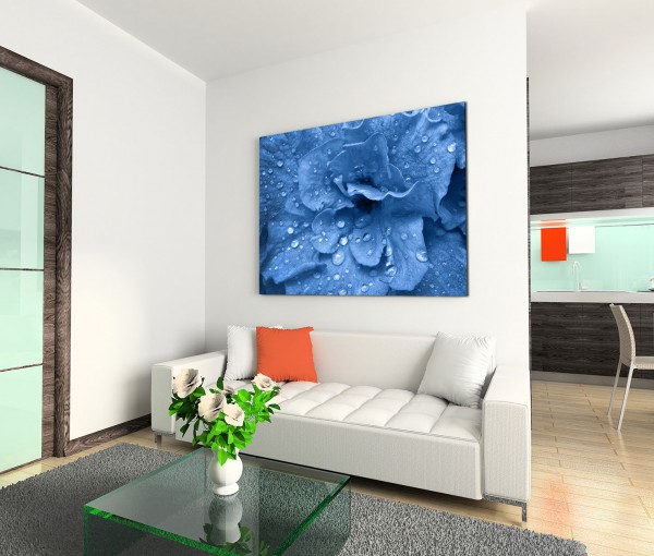 120x80cm Wandbild Blume Blüte Wassertropfen Nahaufnahme