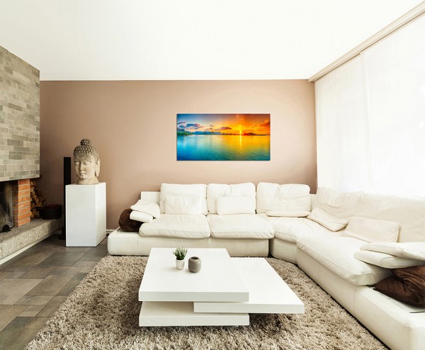 120x60cm Meer Wasser Sonnenaufgang Himmel