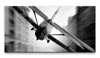 Bilder XXL Flugzeug in Stadt 50x100cm Wandbild auf Leinwand