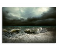 120x80cm Wandbild Meer Ozean Wellen Sturm Wolken