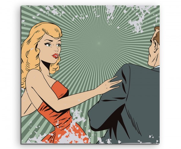 Pop Art Illustration  Mann und Frau auf Leinwand exklusives Wandbild moderne Fotografie für ihre Wa