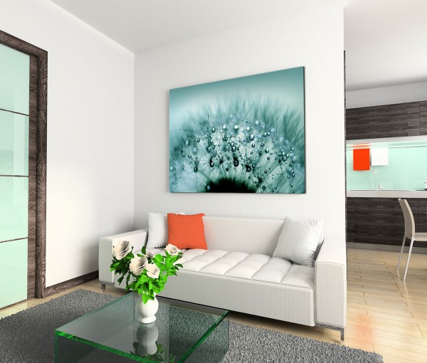 120x80cm Wandbild Pusteblume Löwenzahn Wassertropfen Nahaufnahme