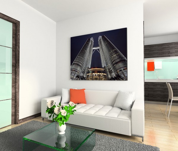 120x80cm Wandbild Kuala Lumpur Petronas Towers Nacht