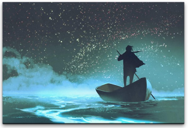 Mann im Boot Wandbild in verschiedenen Größen