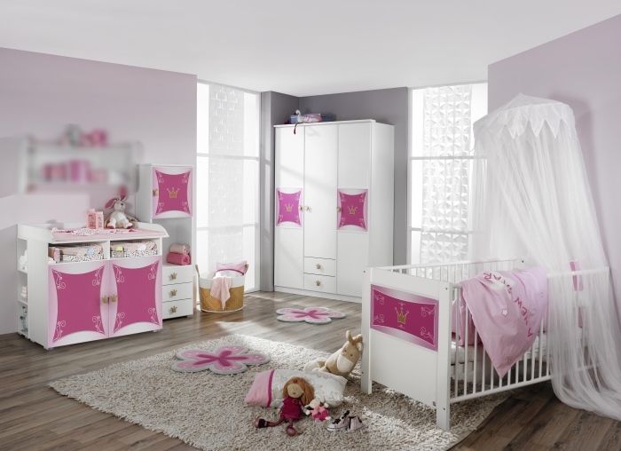 Babyzimmer Kate von RAUCHmöbel in Weiß- Rosa 7 teiliges Megaset