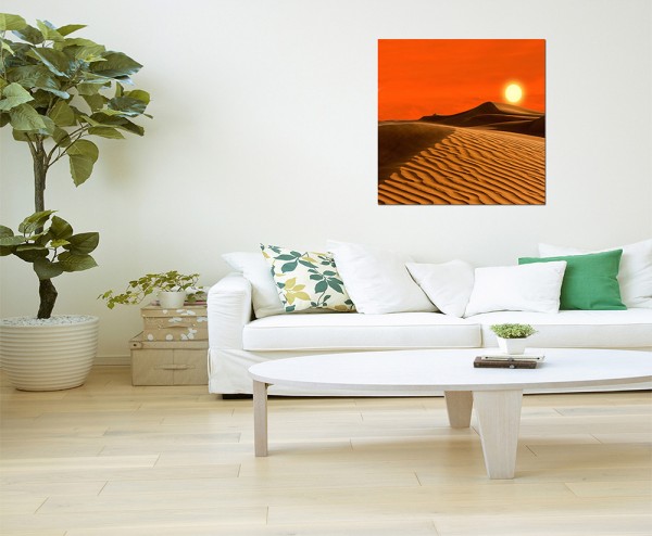 80x80cm Afrika Wüste Sanddüne Sonne Abendrot