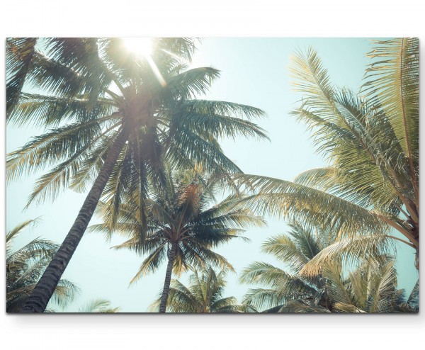 Palmen am Strand Vintagefotografie - Leinwandbild
