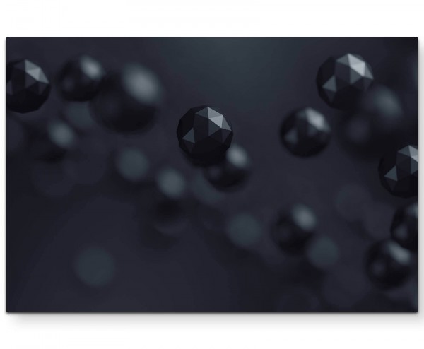 Abstrakte Polypartikel  Schwarz auf Schwarz - Leinwandbild