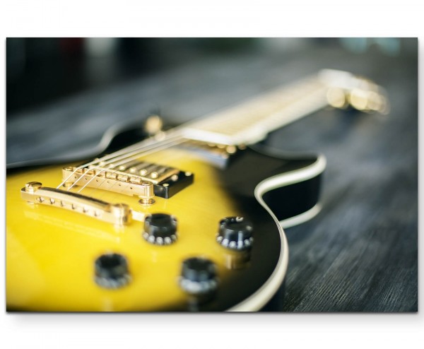 Gelb-schwarze E-Gitarre - Leinwandbild