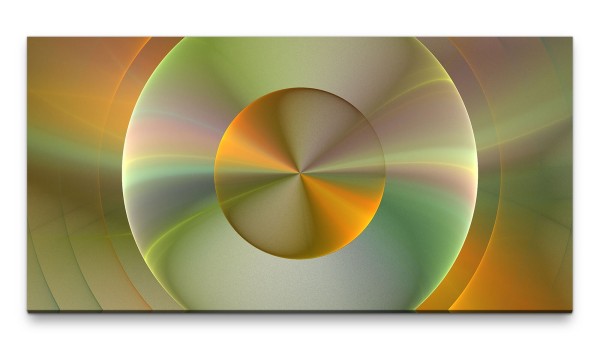 Bilder XXL futuristische Kreise in grün und gold 50x100cm Wandbild auf Leinwand