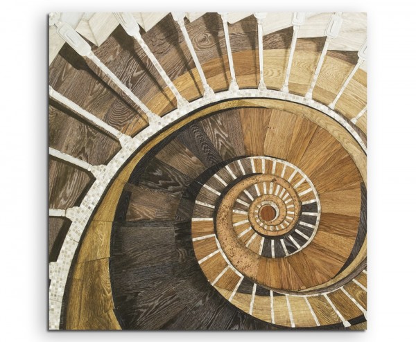Architekturfotografie – Spiralförmiges Treppengeländer auf Leinwand