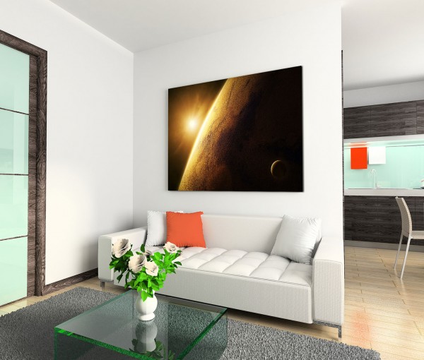 120x80cm Wandbild Planet Mars Weltall Sonnenaufgang