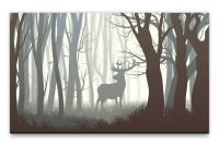 Bilder XXL Hirsch im Wald Wandbild auf Leinwand