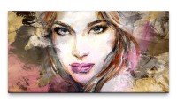 Bilder XXL Frauen Gesicht gemalt 50x100cm Wandbild auf Leinwand