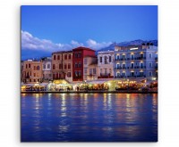 Landschaftsfotografie  Hafen auf Kreta bei Nacht auf Leinwand exklusives Wandbild moderne Fotograf