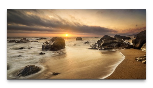 Bilder XXL Felsen im Meer 50x100cm Wandbild auf Leinwand