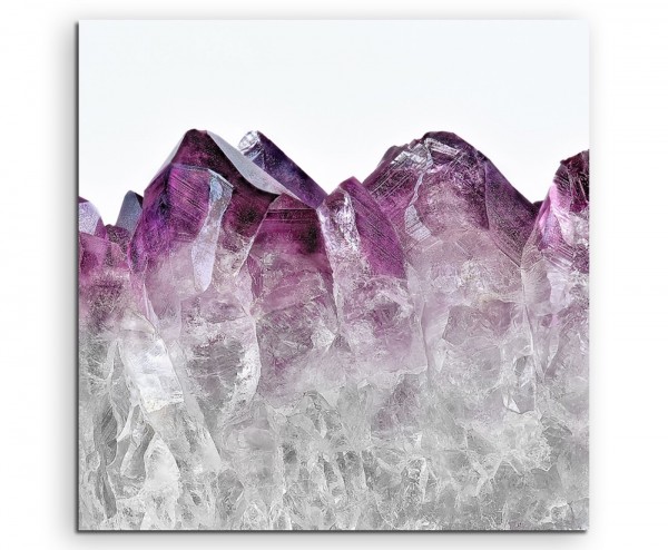 Naturfotografie – Ombre Amethyst Kristall violett weiß auf Leinwand