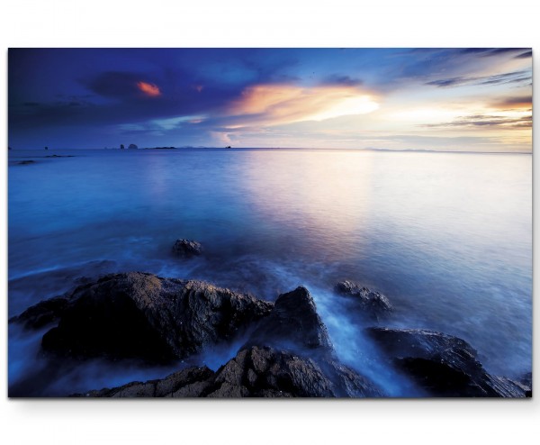 Landschaftsfotografie idyllischer Sonnenuntergang über dem Meer - Leinwandbild