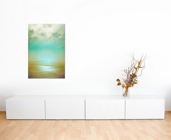 120x60cm Strand Meer Wasser Wolken Nebel