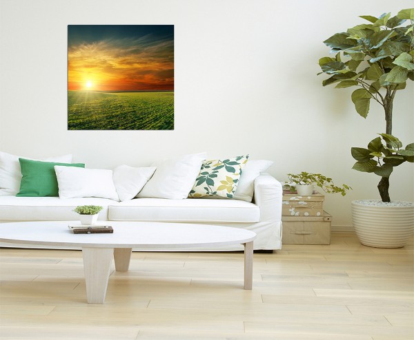 80x80cm Feld Wolkenschleier Sonnenuntergang