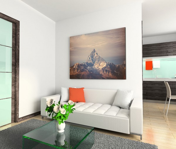 120x80cm Wandbild Himalaya Gebirge Berggipfel Schnee Wolken