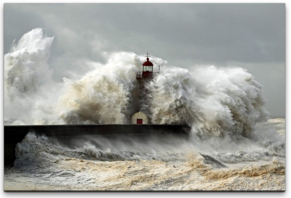 Sturm und Leuchtturm Wandbild in verschiedenen Größen