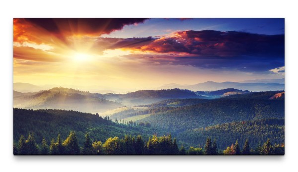 Bilder XXL Berglandschaft mit Wolken 50x100cm Wandbild auf Leinwand