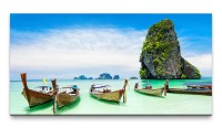 Bilder XXL Thailändische Ruderboote 50x100cm Wandbild auf Leinwand