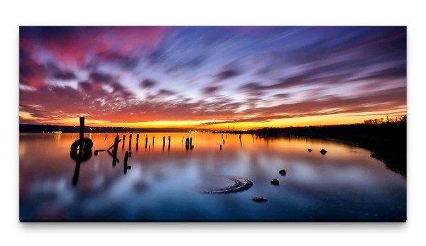 Bilder XXL See am Abend 50x100cm Wandbild auf Leinwand