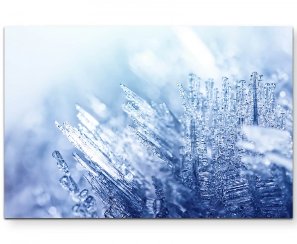 Fotografie - Eiskristalle und eisblauer Hintergrund - Leinwandbild