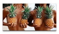 Bilder XXL Nackte Frauen mit Ananas 50x100cm Wandbild auf Leinwand