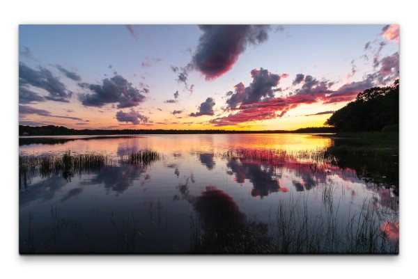 Bilder XXL Sonnenuntergang am See Wandbild auf Leinwand