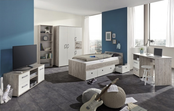 Jugendzimmer Bente in Eiche Sand und Weiß 5 teilig +++ von möbel-direkt+++ schnell und günstig