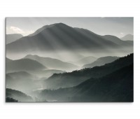 120x80cm Wandbild Taiwan Berge Nebel Sonnenstrahlen
