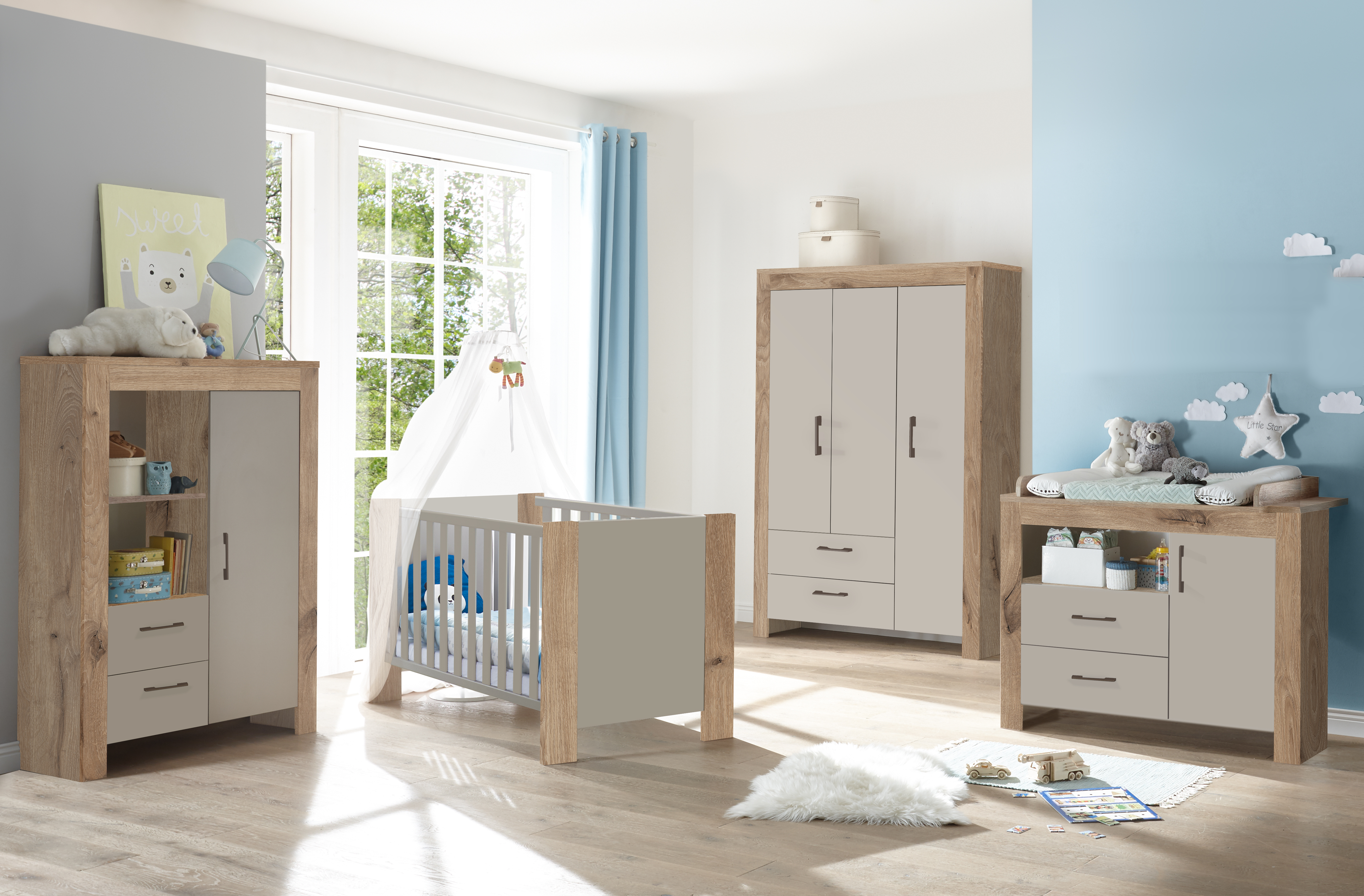 Babyzimmer Bill Komplett Set in Viking Oak und Taube