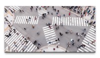 Bilder XXL Fußgänger in Japan 50x100cm Wandbild auf Leinwand