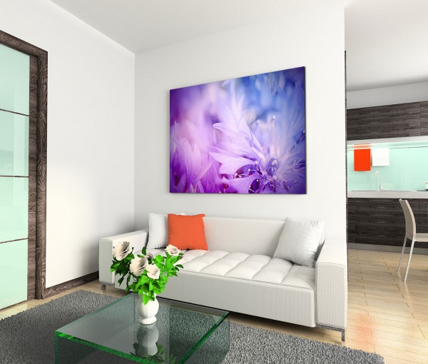 120x80cm Wandbild Kornblumen Blüten Nahaufnahme abstrakt
