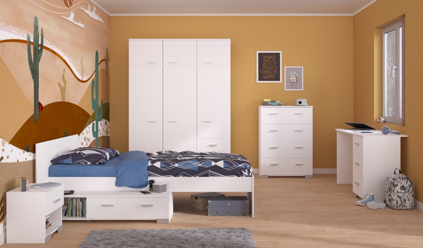 Jugendzimmer Galaxy Möbel Komplett Set teilig Weiß 5 | Parisot Direkt