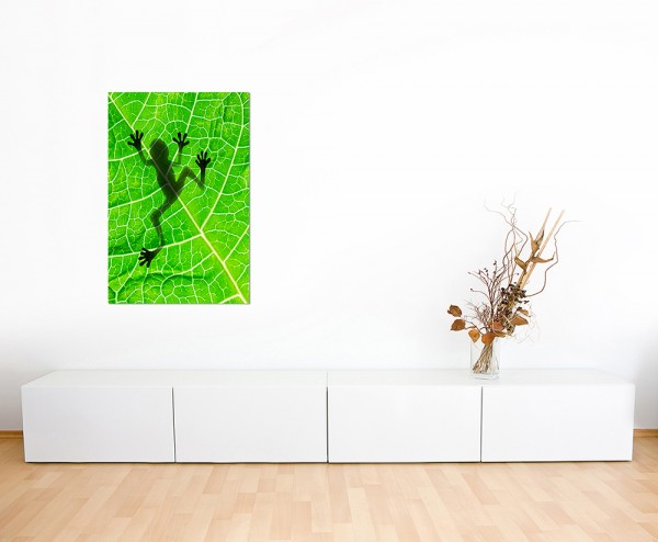 120x80cm Frosch Blatt Schatten