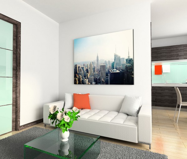 120x80cm Wandbild New York Skyline Empire State Building Nebel